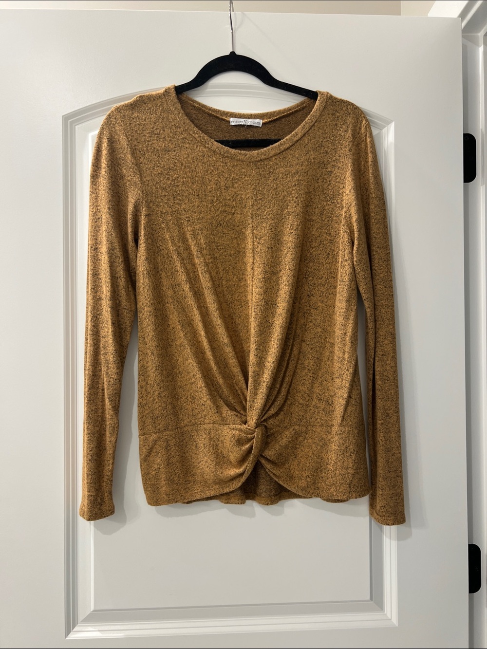 Moa Moa Knot Front Long Sleeve Top - Brown